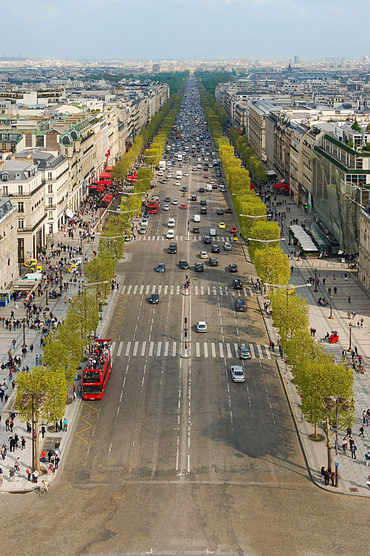 Champs-Élysées avenue viewed from the Arc de Triomphe