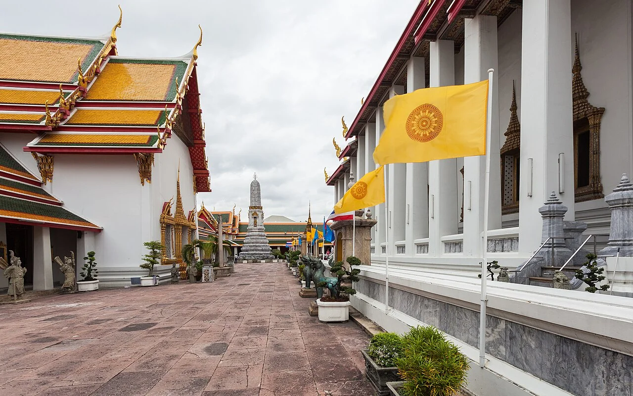 Temple buildings and courtyard at Wat Pho in Bangkok
