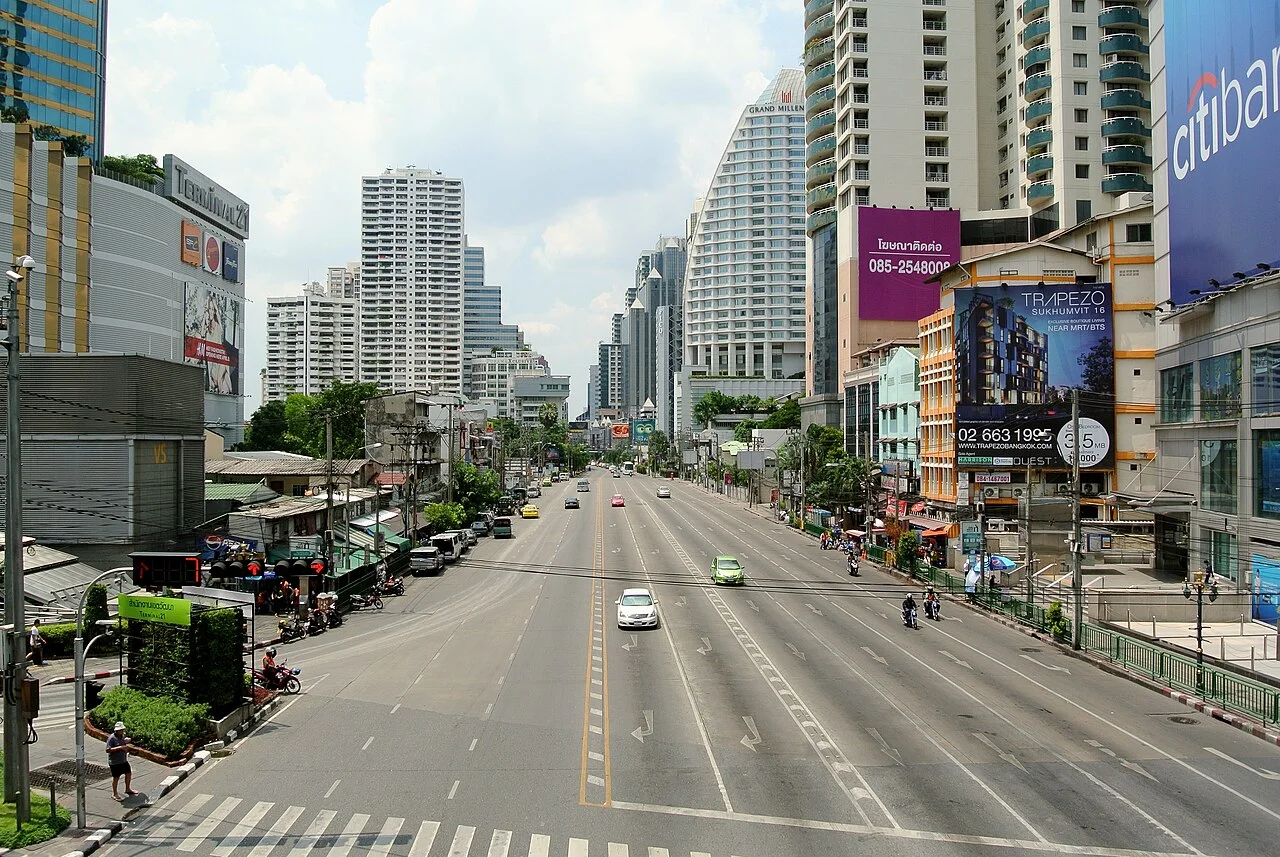 Asok Montri Road at its junction with Sukhumvit Road