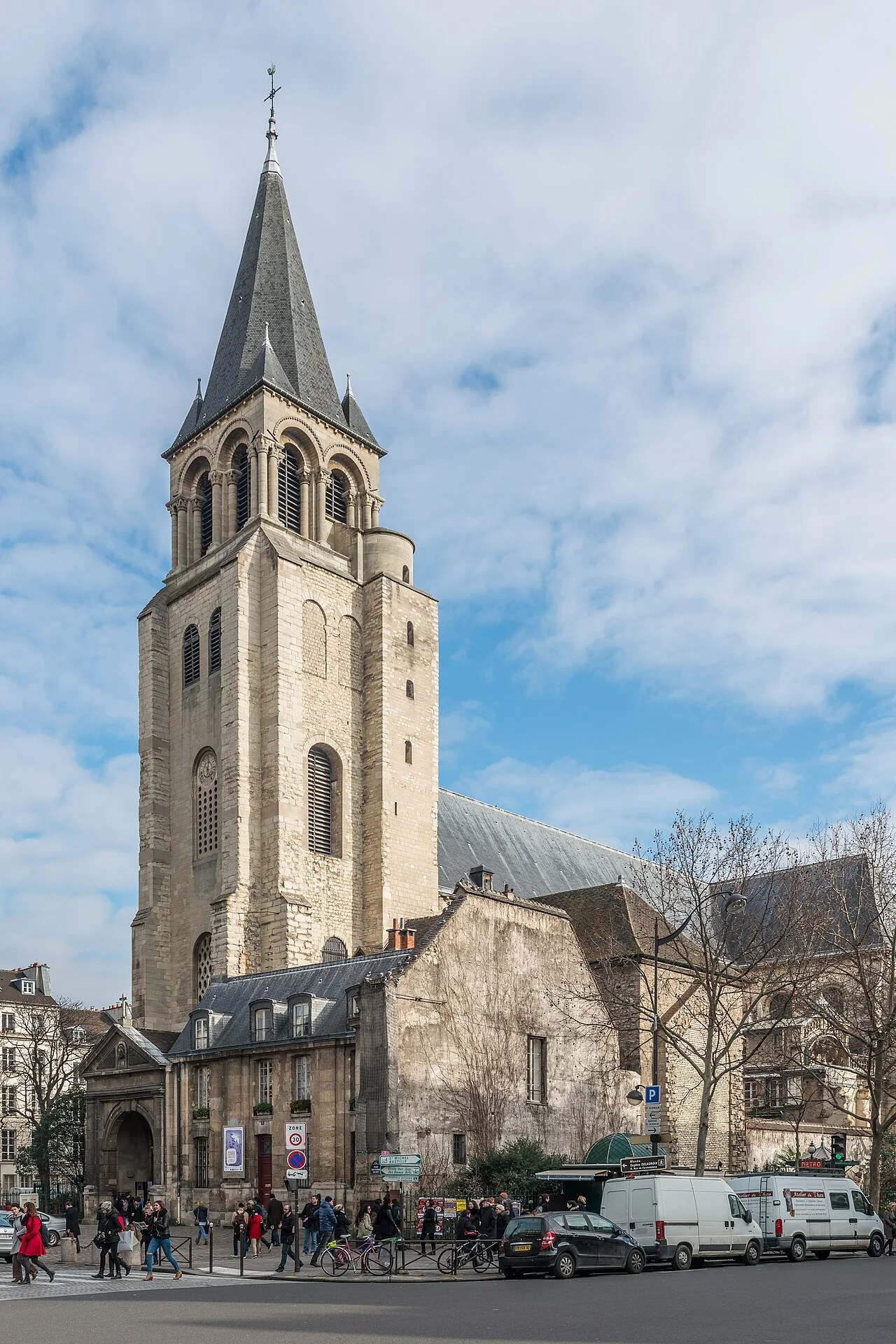 Abbey of Saint-Germain-des-Prés and surrounding Paris street