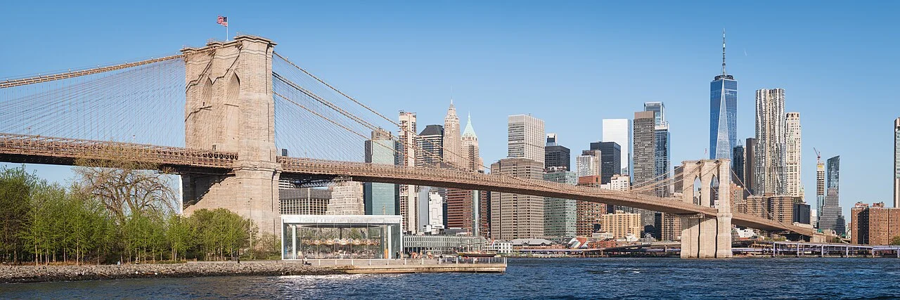 Brooklyn Bridge and the Lower Manhattan skyline across the East River