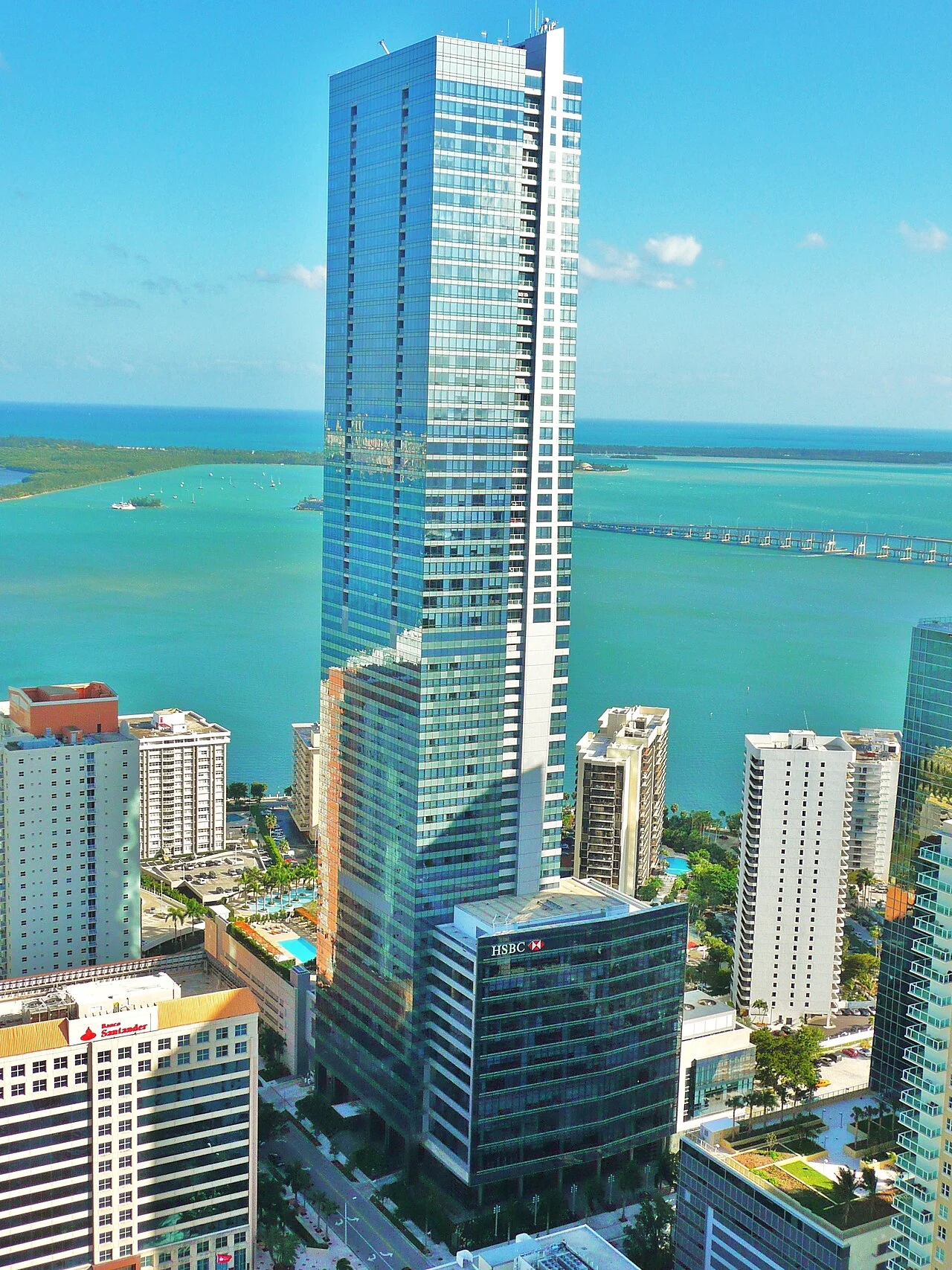Four Seasons Hotel Miami tower overlooking Biscayne Bay
