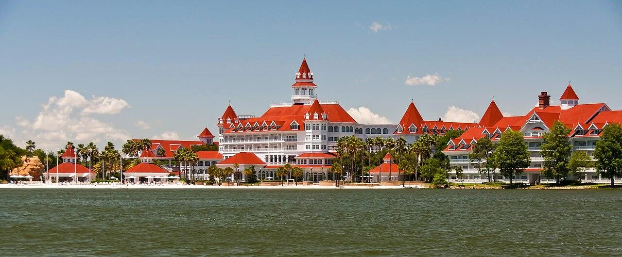 Disney's Grand Floridian Resort and Spa seen across Seven Seas Lagoon