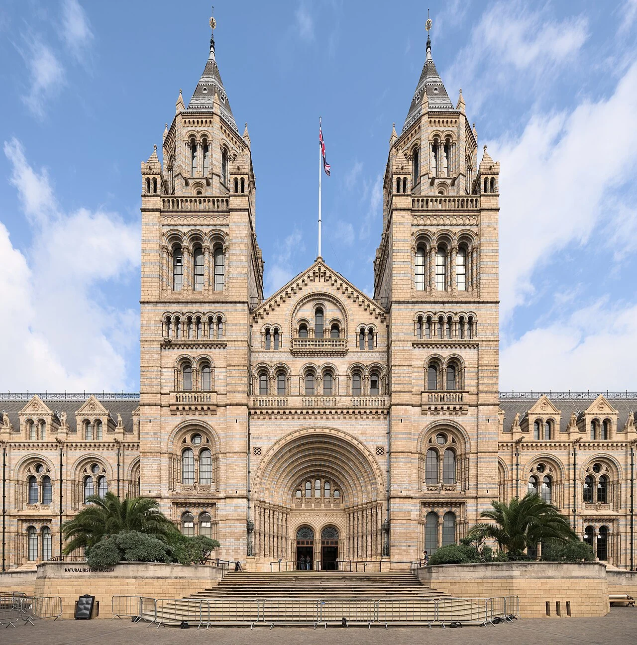 Front facade of the Natural History Museum in South Kensington